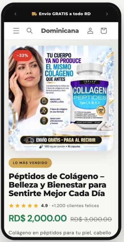BIZORA en una tienda real, vista móvil